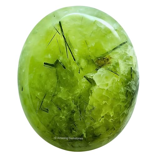 Image of Amazing Gemstone Prehnite Epidote Crystals and Healing Stones - Large Palm Stone Crystals Piedra - Crystal for Good Luck, Positive Energy, Meditation - Unique Stocking Stuffers, Gifts for Women, Men