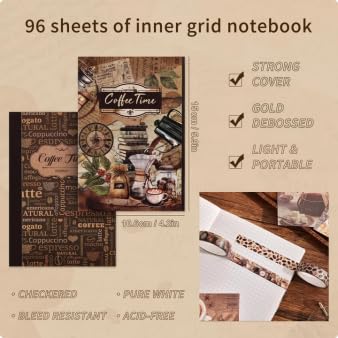 Image of emmoolife Scrapbooking Supplies Kit, Coffee Vintage Aesthetic Scrapbook Kit for Bullet Junk Journal, DIY Journaling Supplies with Coffee Bean Cup, Latte Art, Birthday Craft Gift for Teen Girl Women