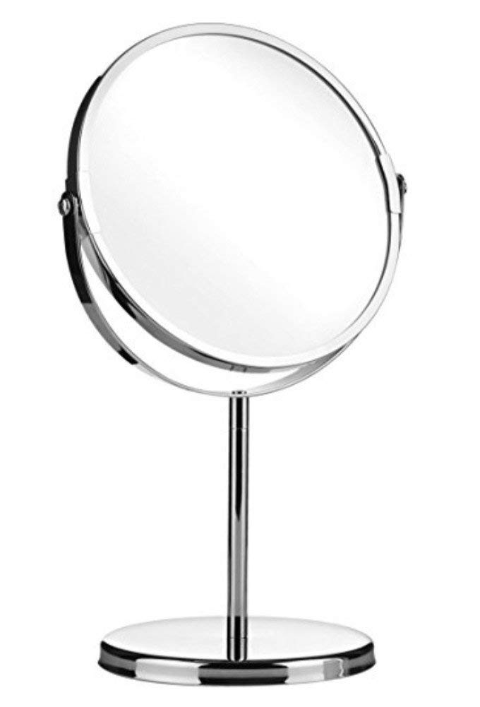 Housewares Round Table Mirror Metal Double Sided Table Mirror Makeup Cosmetic - 6 * 14CM - Silver - 2X Magnified Convenient and Practical