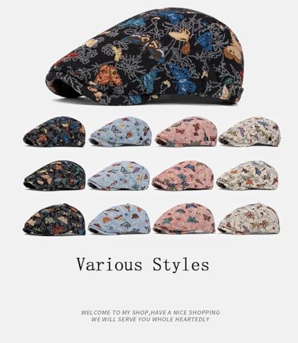 Image of Quanhaigou Men's Cotton Flat Ivy Gatsby Newsboy Driving Hat Adjustable Irish Cabbie Ivy Driving Hunting Cap
