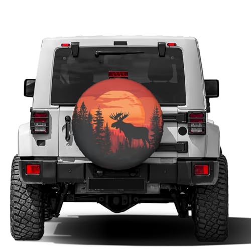 Image of Moose Wild Nature Landscape Spare Tire Cover Dust-Proof Wheel Tire Cover Fit Trailer, RV, SUV and Many Vehicle 14 Inch