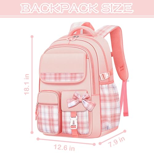 Cute School Backpack for Girls - Kawaii Kids Bookbag for Elementary & Middle School, Teen School Bag with Laptop Compartment (Pink)2