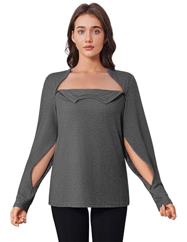 Chemise chimio femme manches longues avec fermeture éclair épaule post-chirurgie