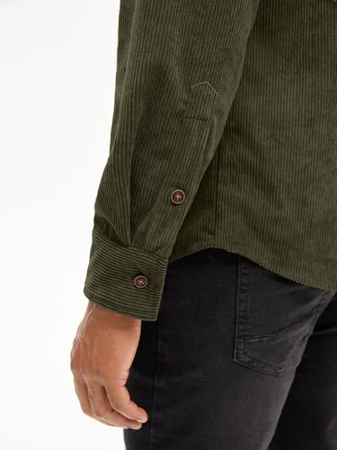 Comdecevis Mens Corduroy Shirts Jacket Button Down Long Sleeve Work Shirts Shackets with Pocket4