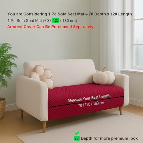 Image of Amazon Basics - Velvet Quilted Make Your Own Sofa Cover |2 Seater | Multi-Layered Fabric |120cm x 70cm | 350 GSM | Color - Maroon