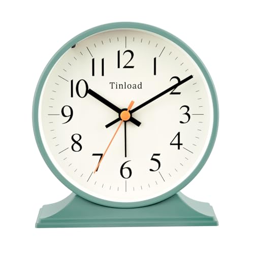 Image of 4.5 inchRetro Analog Alarm Clock,Vintage decor , Super Silent Non Ticking Small Clock with Manual Light, Snooze, Battery Operated, for Bedroom, Living Room, Office,Nightstand, Bedside, Desk ,Table(Green)