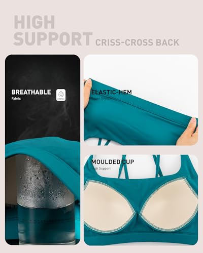 Image of RUNNING GIRL Sports Bras for Women High Support,Criss-Cross Back Strappy Bra Moulded Cup High Impact Workout Crop Tops