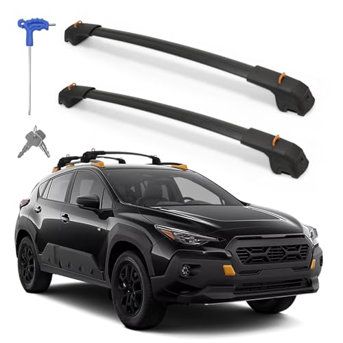 Roof Rack Cross Bars Compatible with Subaru Crosstrek Wilderness 2024-2026 Aluminum Adjustable 300lbs Folding Hook Anti-Theft Lock Roof Rack for Rooftop Cargo Carrier Luggage Kayak Canoe Bike