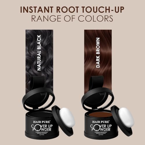 Image of Hair Pure Cover-Up Hair Powder | Instantly Covers Grey Roots & Bald Spots | Matte Finish | Fine, Highly Pigmented Powder | Fuller, Denser Look | Long-Lasting | 4g (Brown)
