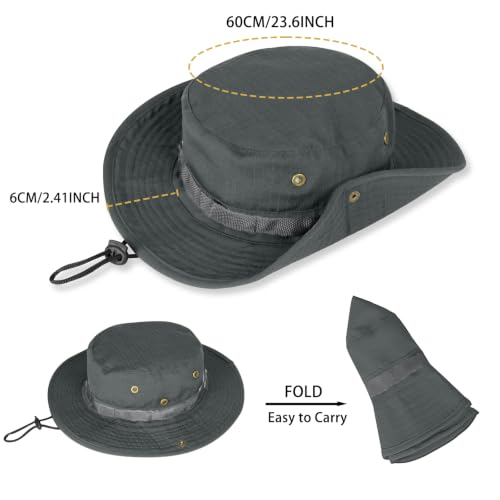 Image of Sun Hats for Men Women Boonie Hat UPF 50+ Bucket Hat Wide Brim UV Protection Fishing Hiking Safari Outdoor Hats