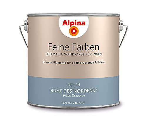 Alpina Feine Farben – No. 14 Ruhe des Nordens® – edelmatte Innenfarbe - Wandfarben für einzigartige Farbwirkungen und Raumstimmungen – Stilles Graublau – 2,5 Liter
