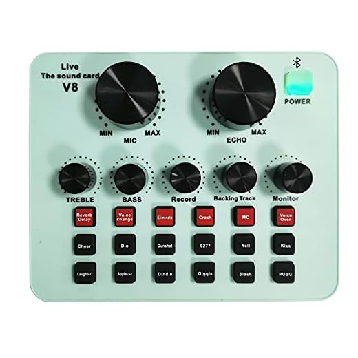 Tarjeta de sonido V8S Live Audio DJ Mixer & Voice Changer dispositivo tarjeta de sonido mesa de mezclas para streaming de música en vivo, programas de karaoke en el teléfono móvil ordenador verde