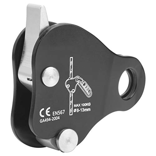 Leapiture Outdoor Rock Climbing Rope Grab Stop Descender Self Braking Clamp Device Lightweight Portablefor Mountaineering Black