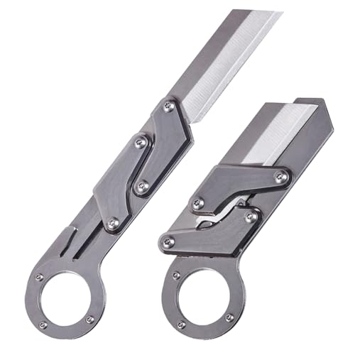 Coltello Pieghevole,Coltello in Acciaio inox,Coltello Tascabile EDC Portatile,Coltello da Caccia Multifunzionale da Campeggio all'aperto per l'avventura in Natura e Coltello da Sopravvivenza (Argento)