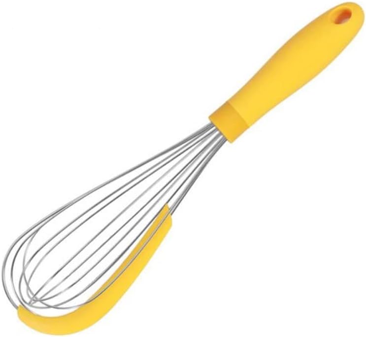 Kitchen Silicone Whisk Non-Slip Easy To Clean Egg Beater Milk Frother Tool Utensil(white-Dinosaur Doodle4)