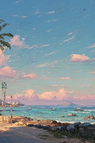Urban Tropics Notebook: Illustrated Lined Journal with Island View: Golden