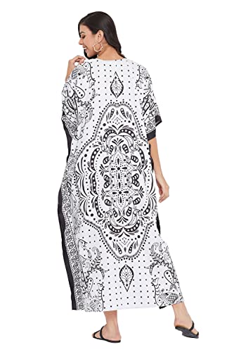 Image of Oussum Women Polyester Casual Long Plus Size Beach Caftan Cover Up Maxi Dress 1X-3X Summer Kaftan Dresses for Women