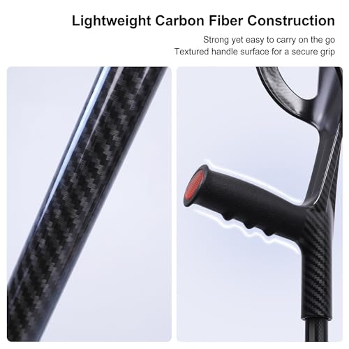Image of Carbon Fiber Forearm Crutches for Adults, 1 Pcs, Lightweight Arm Crutches, Adjustable Elbow Crutches Height 57 inch-75 inch for 4'9 inch-6'2 inch Users, Heavy Duty with 2 Foot Pads, Up to 350 lbs