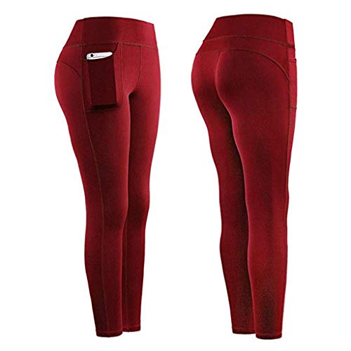 YANYUN Thick High Waist Yoga Pants with Pockets, Tummy Control Workout Running Yoga