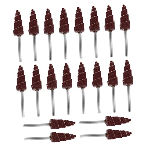 HEALLILY Cone Shape Abrasive Sandpaper Flap Wheel Set 20pcs Deburring Wheel Sanding Sandpaper Metal Handle