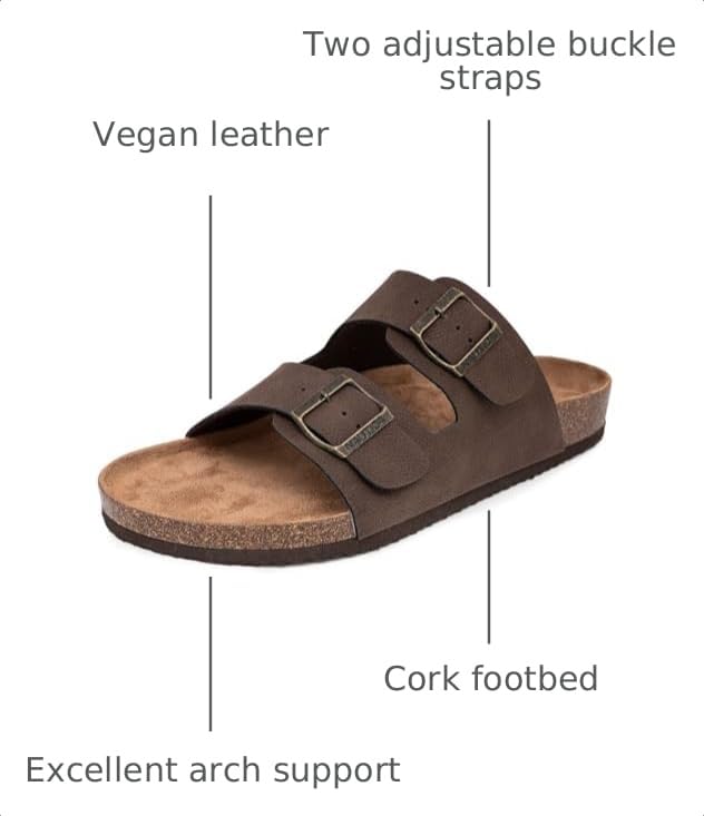 Image of Nautica Men's Sandals - Casual Slides with 2 Adjustable Buckle Straps and Cork Footbed for Ultimate Comfort and Style (Regular /Wide Width, Big Size)