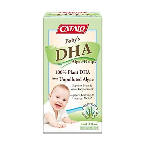 CATALO - Baby's Algae DHA Drops, Brain and Vision Development, Cognitive and Language Ability with Vegetarian DHA, Glass Dropper, 1 Fl.oz Cover