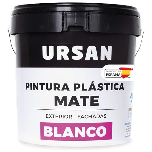 Ursan - Plastimat | Pintura Blanca Exterior e Interior Mate - Lavable - Indicada para Fachadas con Alta Resistencia a Agentes Atmosféricos - 4 Litros