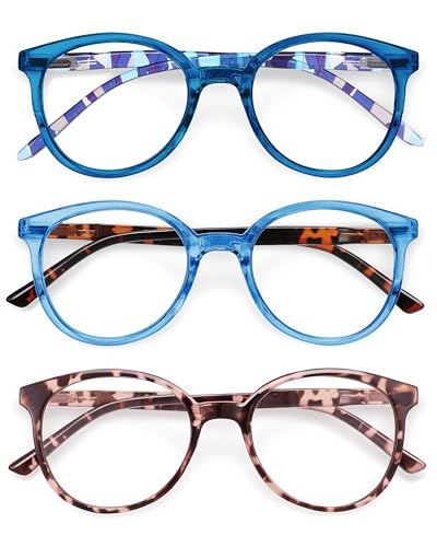 Image of IBOANN Chic & Comfy Blue Light Glasses for Women - 3-Pack Round Frames, Screen-Ready Style with UV Protection Coating