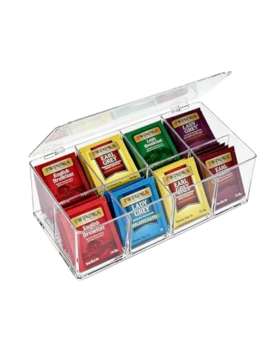 Bag Organizer With Hinged Lid, Clear Stackable Tea Storage B
