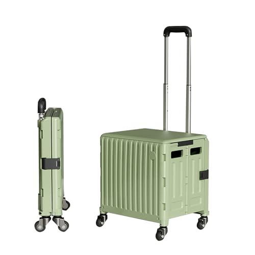 Phjaoeyui Carro de Compras Portátil Carrito Compra Plegable con Tapa Carro de Maletero con Mango Ajustable de Tres Niveles para Comestibles Compras Oficina Almacenaje (Green,S)