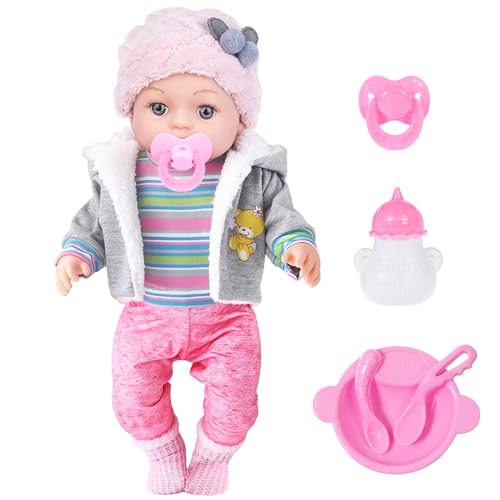 dollbie 12 Inch Realistic Baby Doll with Outfits & Feeding Accessories - Lifelike Baby Doll with Pacifier, Bottle & Feeding Set, Ideal Gift for...