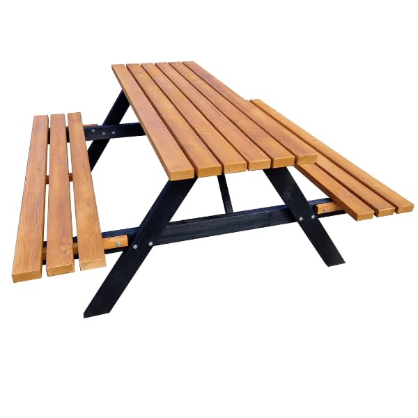 Tavolo da picnic Jacky con panche pieghevoli, 180 cm, in legno di pino
