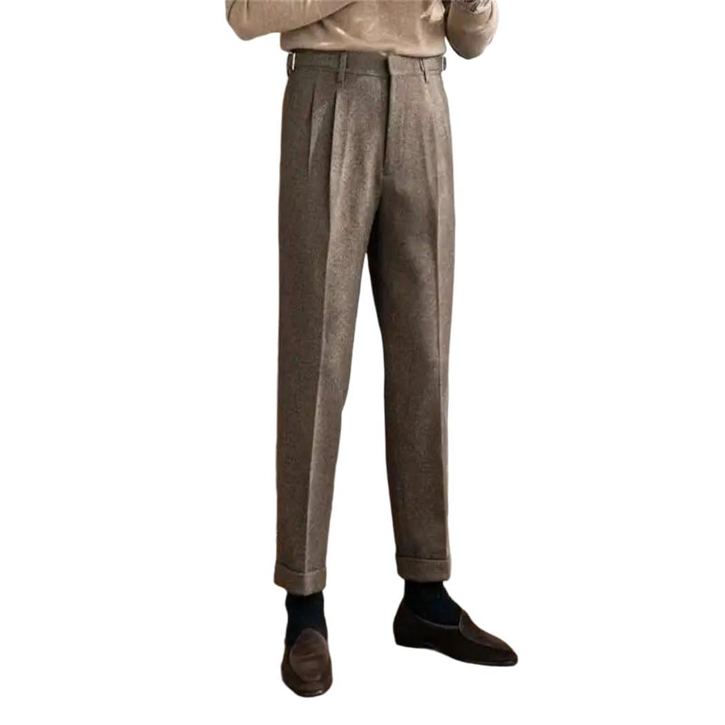 Men Straight High Waist Dress Pants Business Casual Office Party Social Trousers