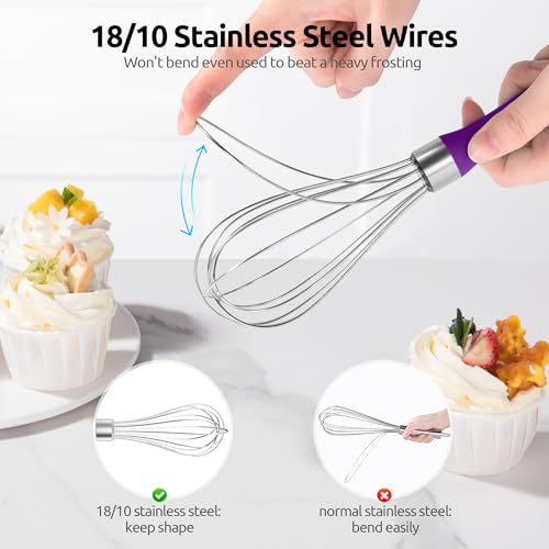 Image of U-Taste Wire Whisk for Cooking, 18 /10 Stainless Steel Balloon Wisk,S /Purple