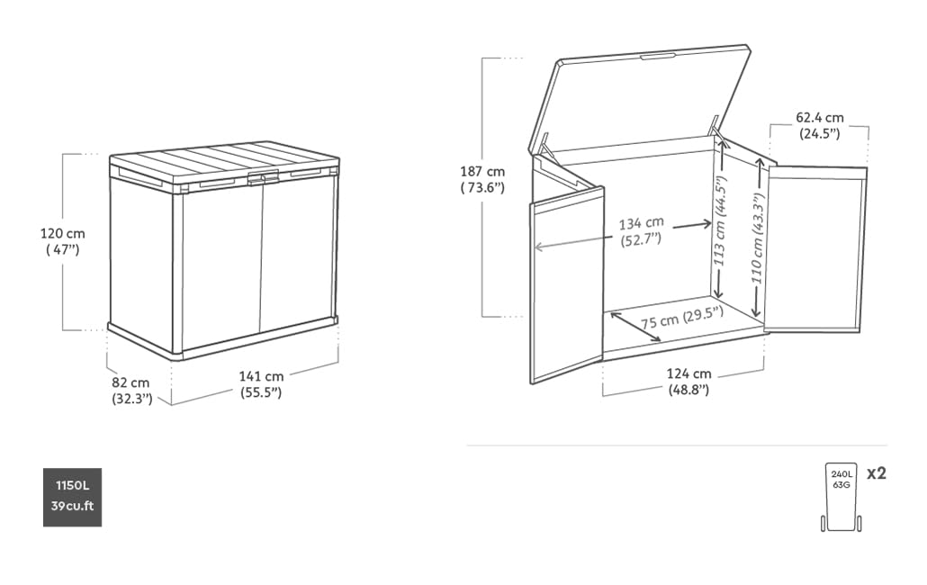Keter Store It Out Darwin Walnuss Optik – 1100 L Gartenbox, Gerätebox, Aufbewahrungsbox – Holzoptik, wetterfest, abschließbar, Signature Collection
