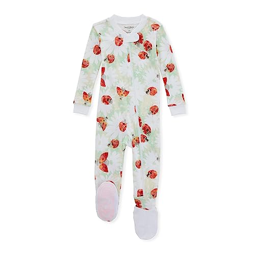 Image of Burt's Bees Baby Baby Girls' Organic Cotton Zip-Front Non-Slip Footed Sleeper Pajamas