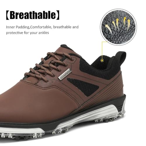 Image of ULTIANT Men's Golf Shoes Fixed Nailless Sole Waterproof Lightweight No-Slip Walking Shoes Size7.5-14