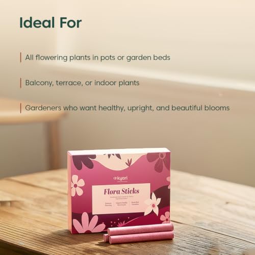 Image of Kyari Plant Fertilizer Sticks Pack of 35 - Slow Release Flower Booster Fertilizer for Hibiscus, Mogra, Rose, Bougainvillea, Peace Lily - Indoor & Outdoor Flowering Plants - 100% Natural