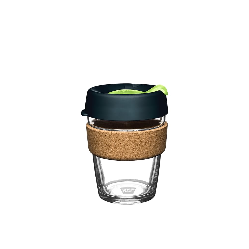 KeepCup Reusable Coffee Cup - Brew Tempered Glass and Natural Cork, M 12oz/340ml - Deep