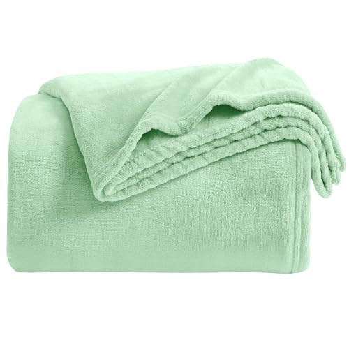 KMUSET Sage Green Fleece Blanket for Bed - Lightweight Super Soft Cozy Luxury Bed Blanket Microfiber 60 x 80 inches