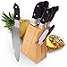 Porte-couteaux de cuisine universel 7 pièces (set de couteaux de cuisine professionnel) Support de couteaux de cuisine en bois massif Cheville à couteaux de cuisine avec support pour ciseaux
