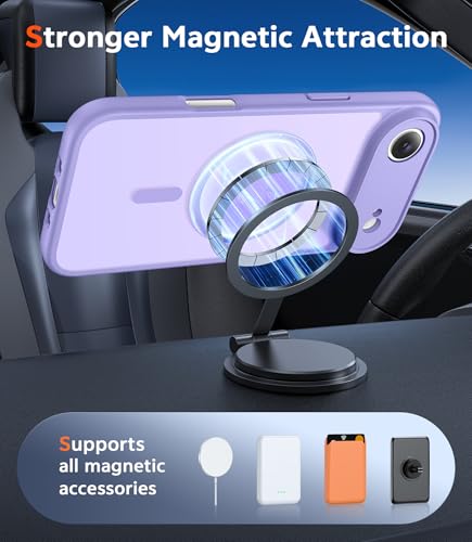 Image of FNTCASE for iPhone Air Case Matte: Magnetic Phone Cases with Screen Protector Drop Proof Compatible with Magsafe Slim Anti Yellowing Rugged Shockproof Protective Translucent Cell Cover (C-Purple)
