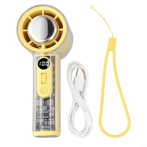 Dispositivo de refrigeración portátil recargable con velocidades de viento ajustables, tiempo de uso prolongado y circulación eficiente del aire (amarillo)