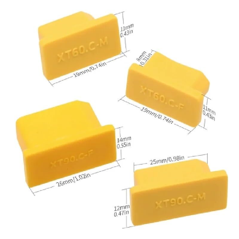 Conector XT90 macho para baterías de litio con cubierta impermeable pack de 5 unidades 7