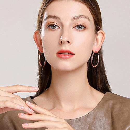 Image of 24K Gold Hoop Earrings for Women Trendy Real Gold Plated Twisted Thin Huggie Hoops, Dainty Cute Big Gold Filled Dangle Hoop Earrings Nickel Free Womens Earrings for Sensitive Ears Hypoallergenic