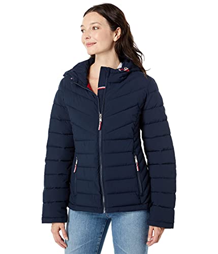 Tommy Hilfiger Damen Stretch-Kapuzenjacke Daunenalternative Mantel,...