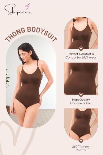 Image of SHAPEMOUR Thong Bodysuit for Women, Slimming Design Shapewear for Women, Tummy Control Body Shaper with Silicone Grip, No Steel Bones for All Day Comfort, Seamless Sculpting Bodyshaper