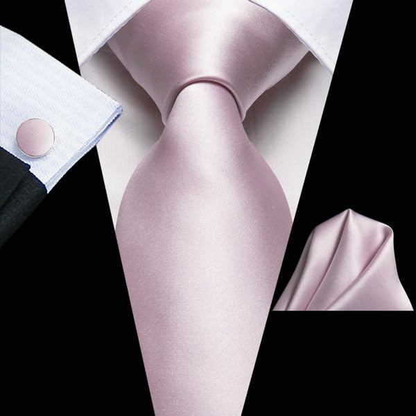 Image of Hi-Tie Men's Tie Lapel Pin Set Pocket Square Cufflinks Formal Woven Silk Tie Sets Wedding Party