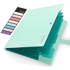Sooez School Supplies File Folder, Letter Size Accordion File Organizer, Expanding File Folder for Document, Portable Paper Organizer for Office-Green