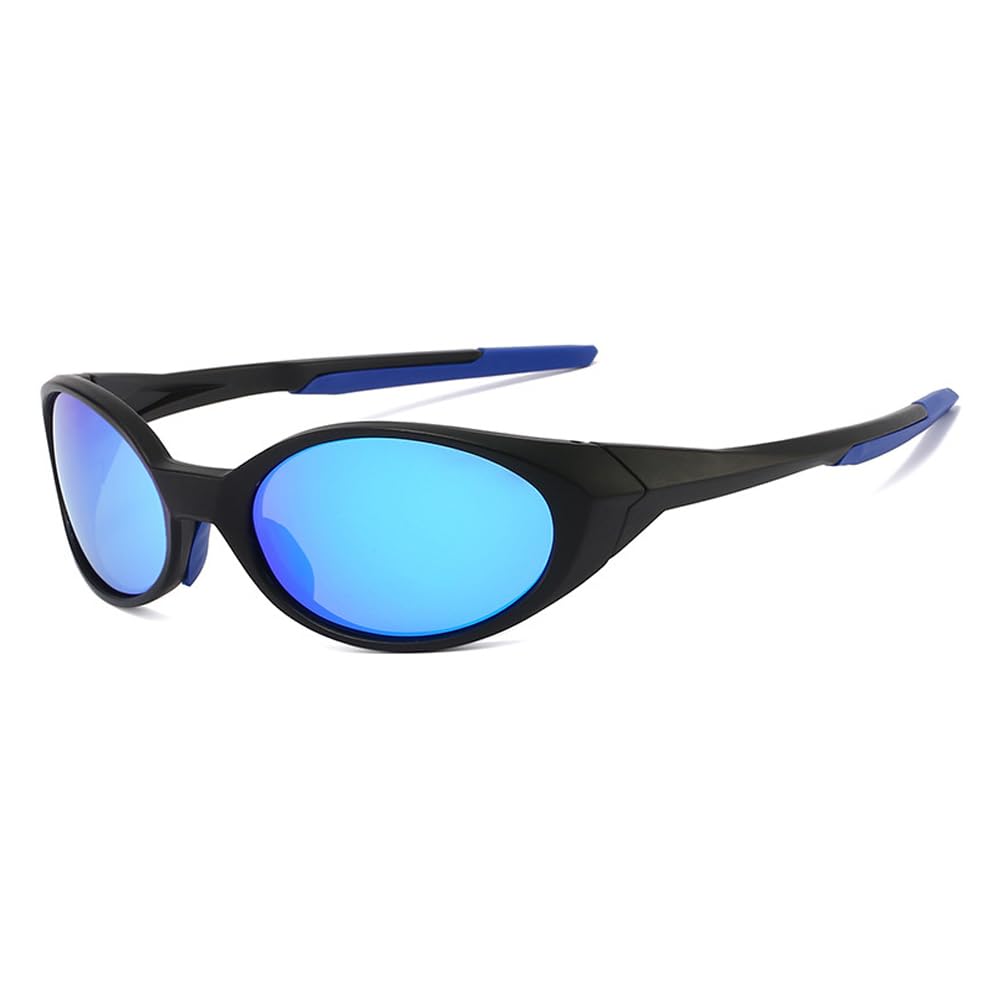 Polarized Sports Sunglasses Mens UV400 Protection Mirror Lenses Oval Frame Sun Glasses Personality Sunnies Running Bike Driving Fishing